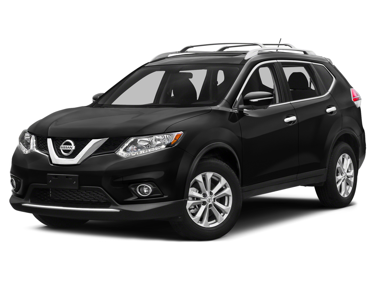 2015 Nissan Rogue S in Super Black — front three-quarter view
