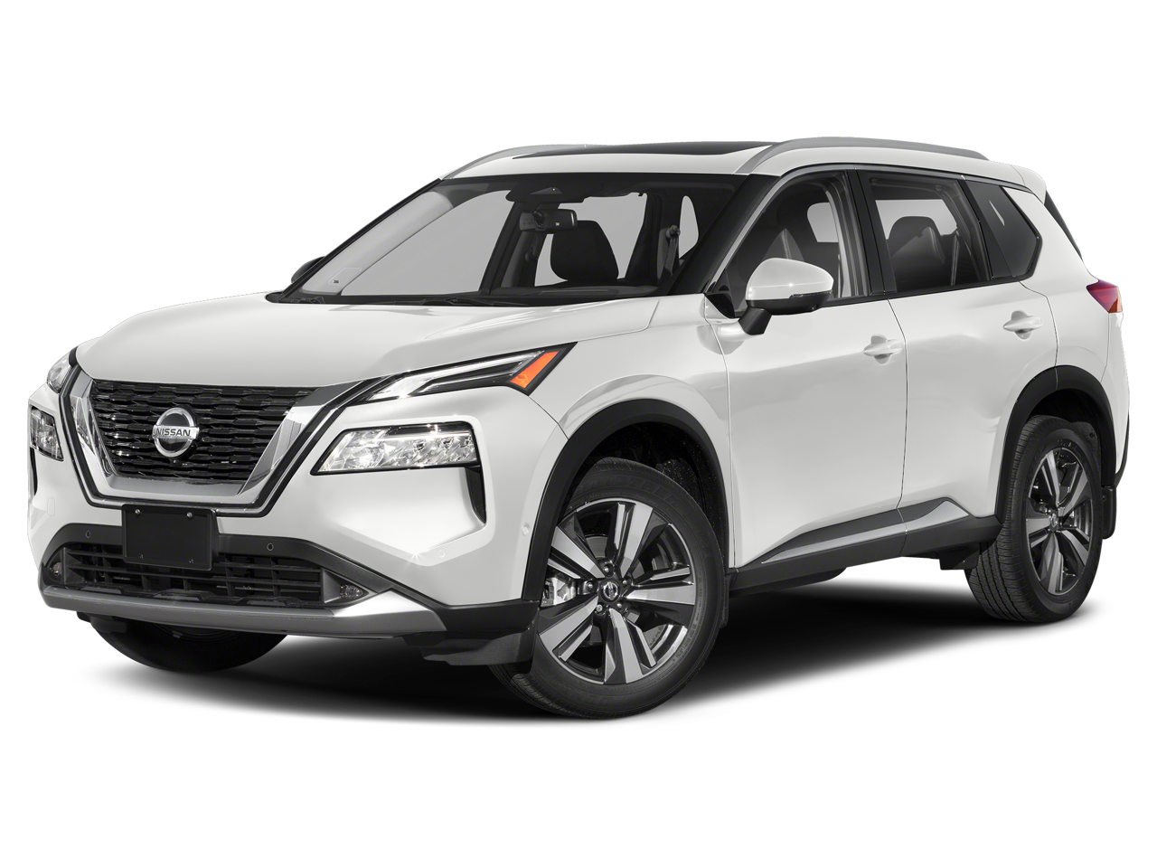 2021 Nissan Rogue Platinum in Pearl White Tricoat — front three-quarter view