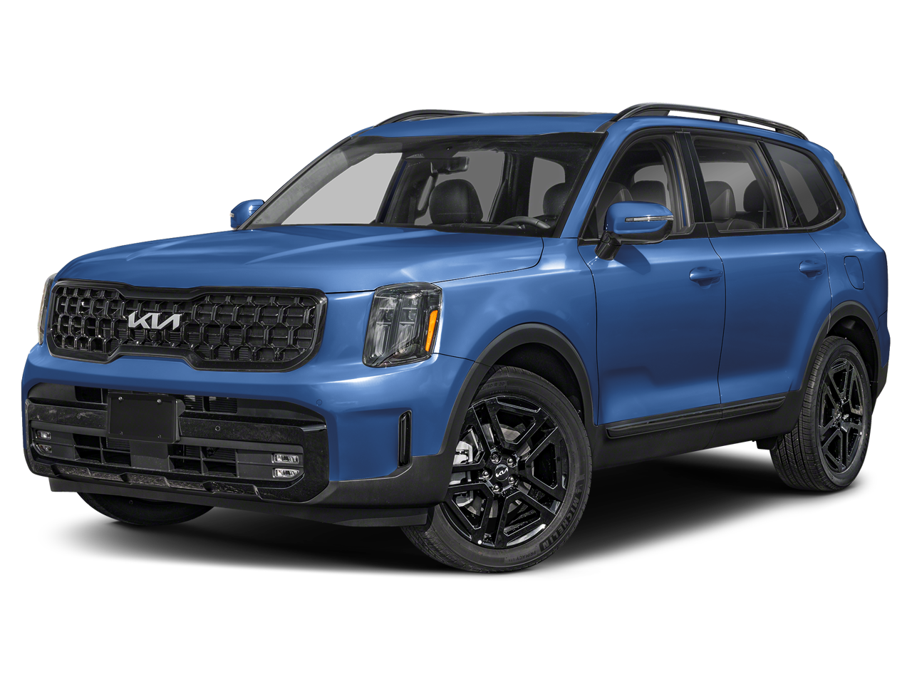 2024 Kia Telluride SX-Prestige X-Line in Midnight Lake Blue — front three-quarter view