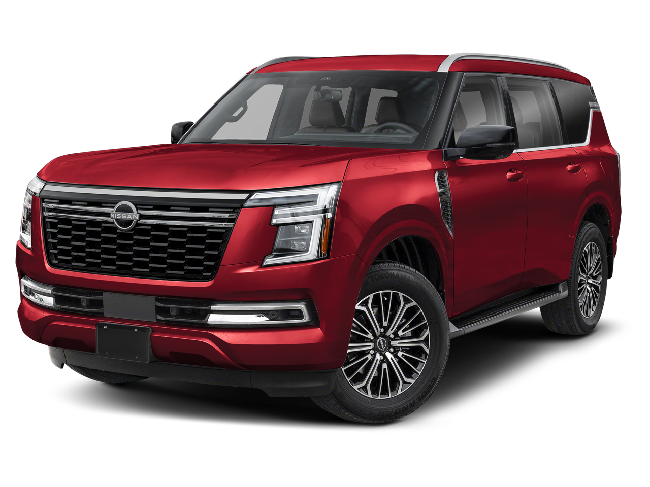 2026 Nissan Armada SL in Coulis Red Pearl — front three-quarter view