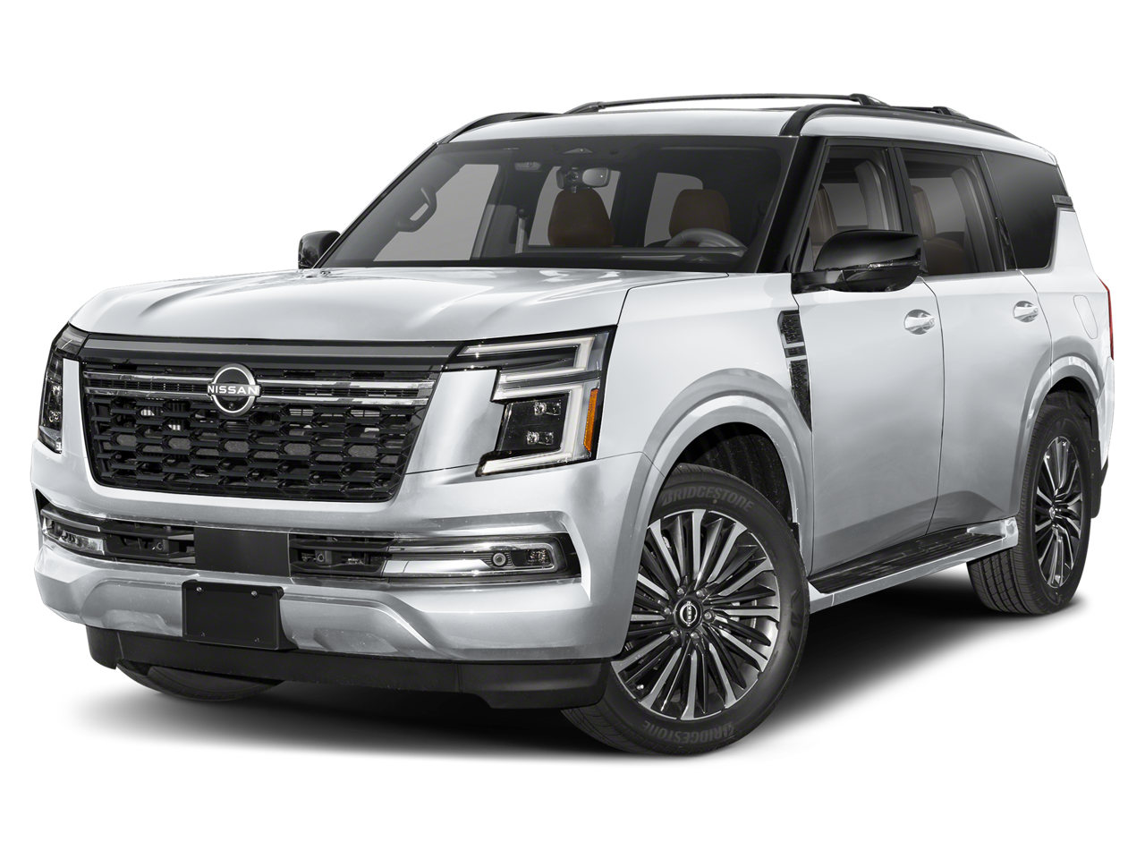 2026 Nissan Armada Platinum Reserve in Everest White Pearl Tricoat — front three-quarter view