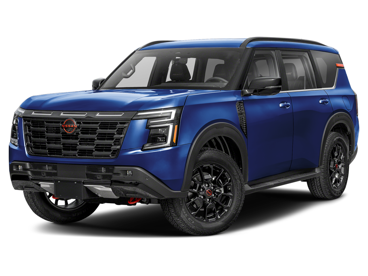 2026 Nissan Armada PRO-4X in Deep Ocean Blue Pearl — front three-quarter view