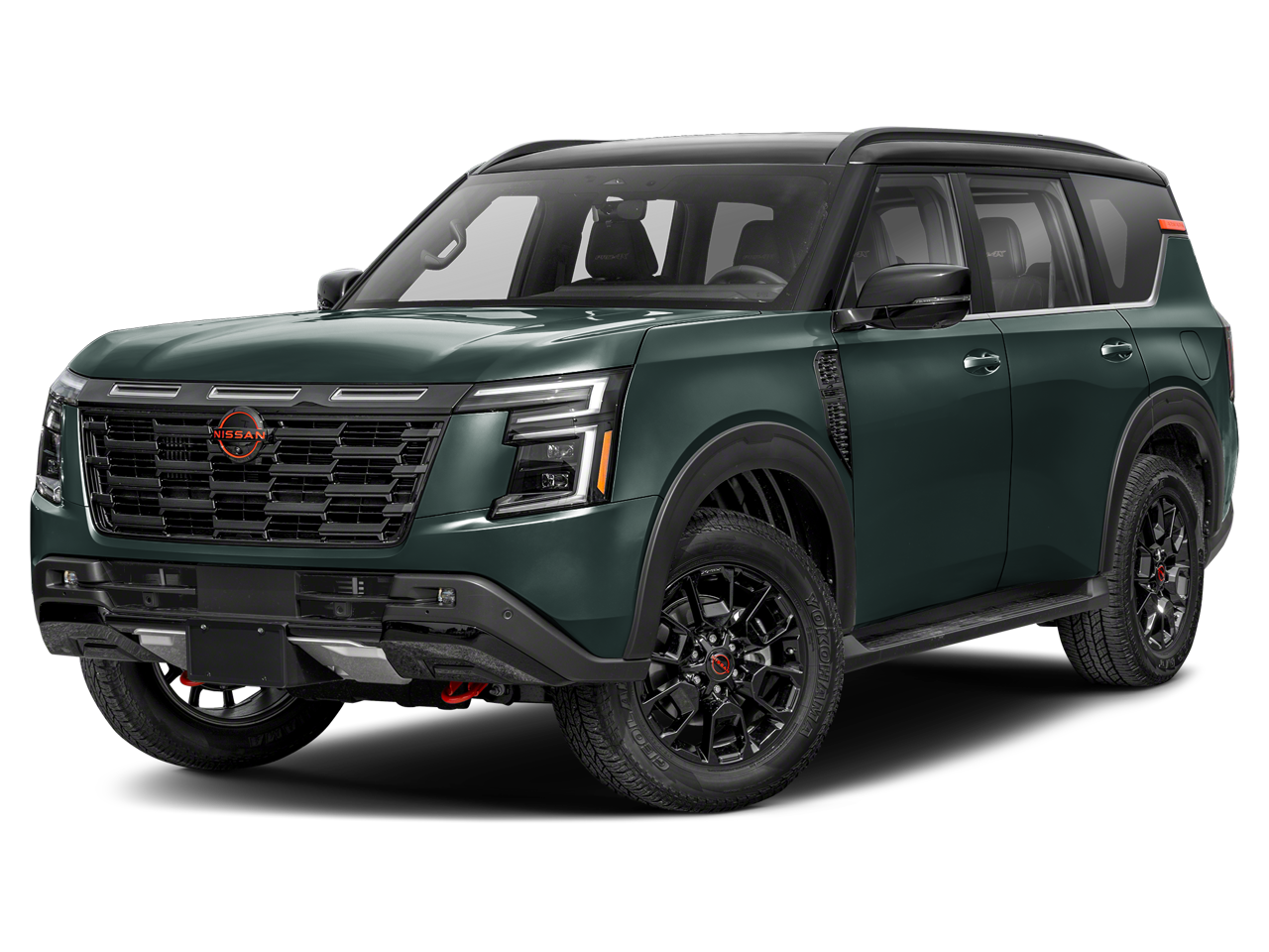 2026 Nissan Armada PRO-4X in Alpine Metallic/Super Black — front three-quarter view