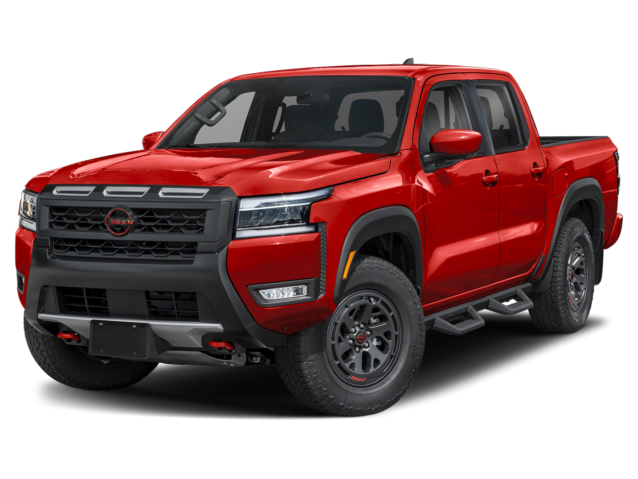 2026 Nissan Frontier PRO-4X in Red Alert — front three-quarter view
