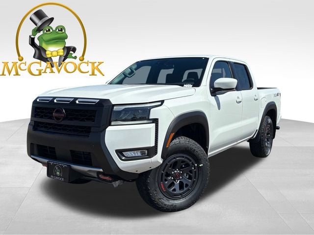 2026 Nissan Frontier PRO-4X in White — front three-quarter view