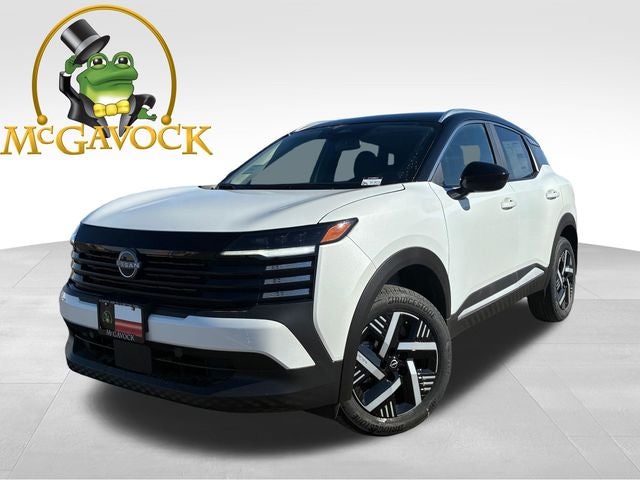 2026 Nissan Kicks SV in Aspen White Tricoat/Super Black — front three-quarter view