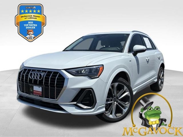 2021 Audi Q3 Premium S Line quattro in Glacier White — front three-quarter view