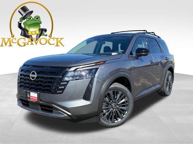 2026 Nissan Pathfinder SL in Gun Metallic — front three-quarter view